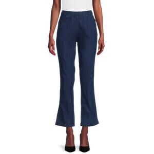 New REAL SIZE Women's Blue 4 Pockets Stretch Pull On Bootcut Jeans Size 4/6